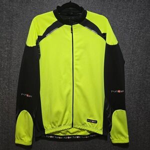Funkier Firenze Cycling Fleece Lined Thermal Long Sleeve Jersey XL Yellow/Green